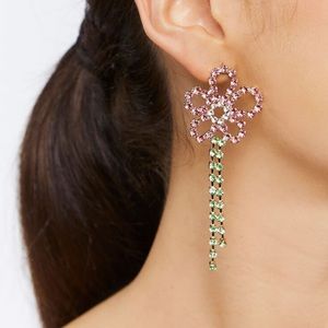 Faux Gem Floral Drop Earrings